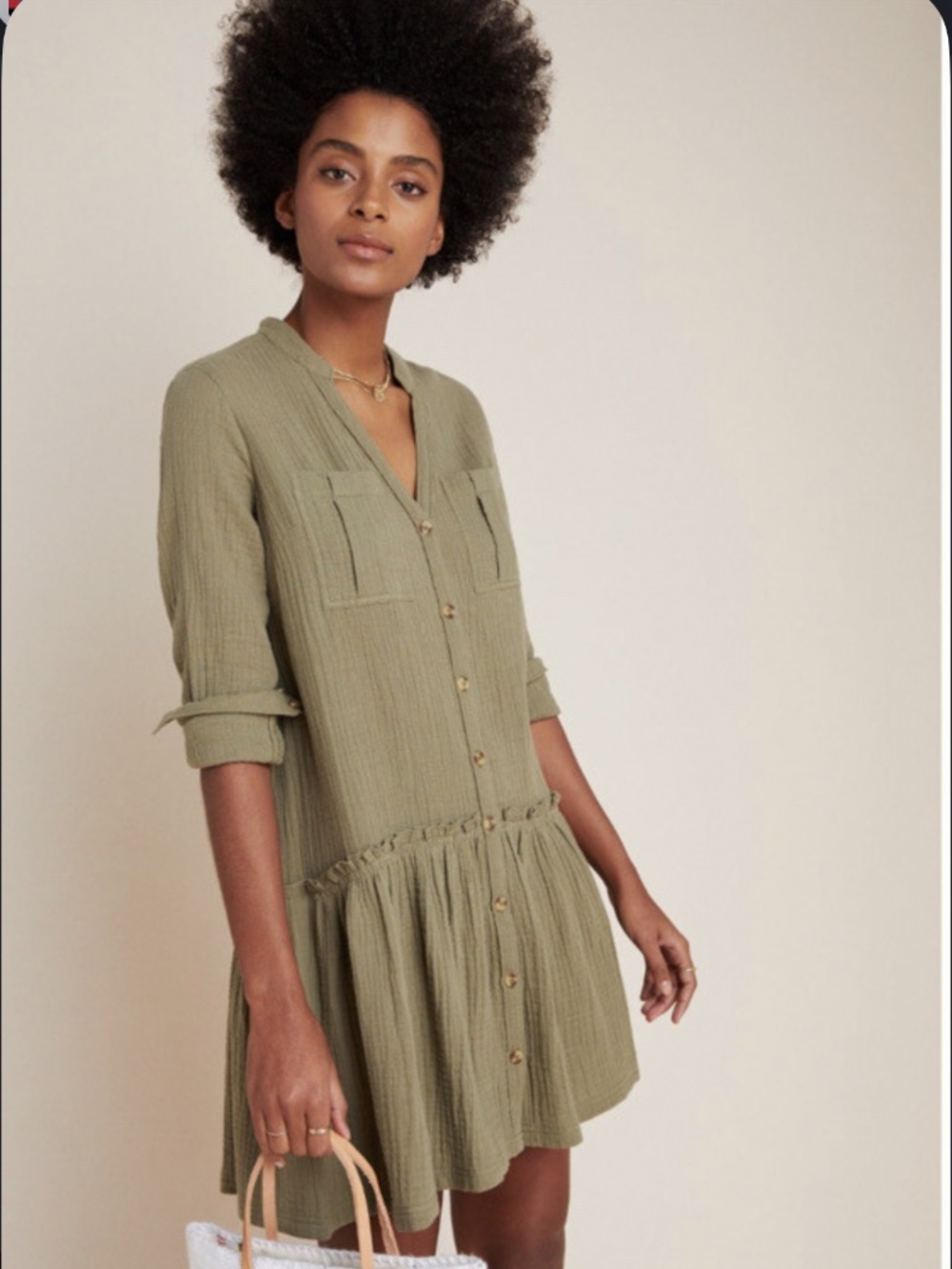 Anthropologie Maeve Katie Textured Utility Tunic Dress
